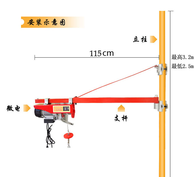 PA系列微型电动葫芦安装示意图